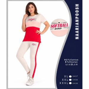ست زنانه تیشرت و شلوار سه خط ویسکوز